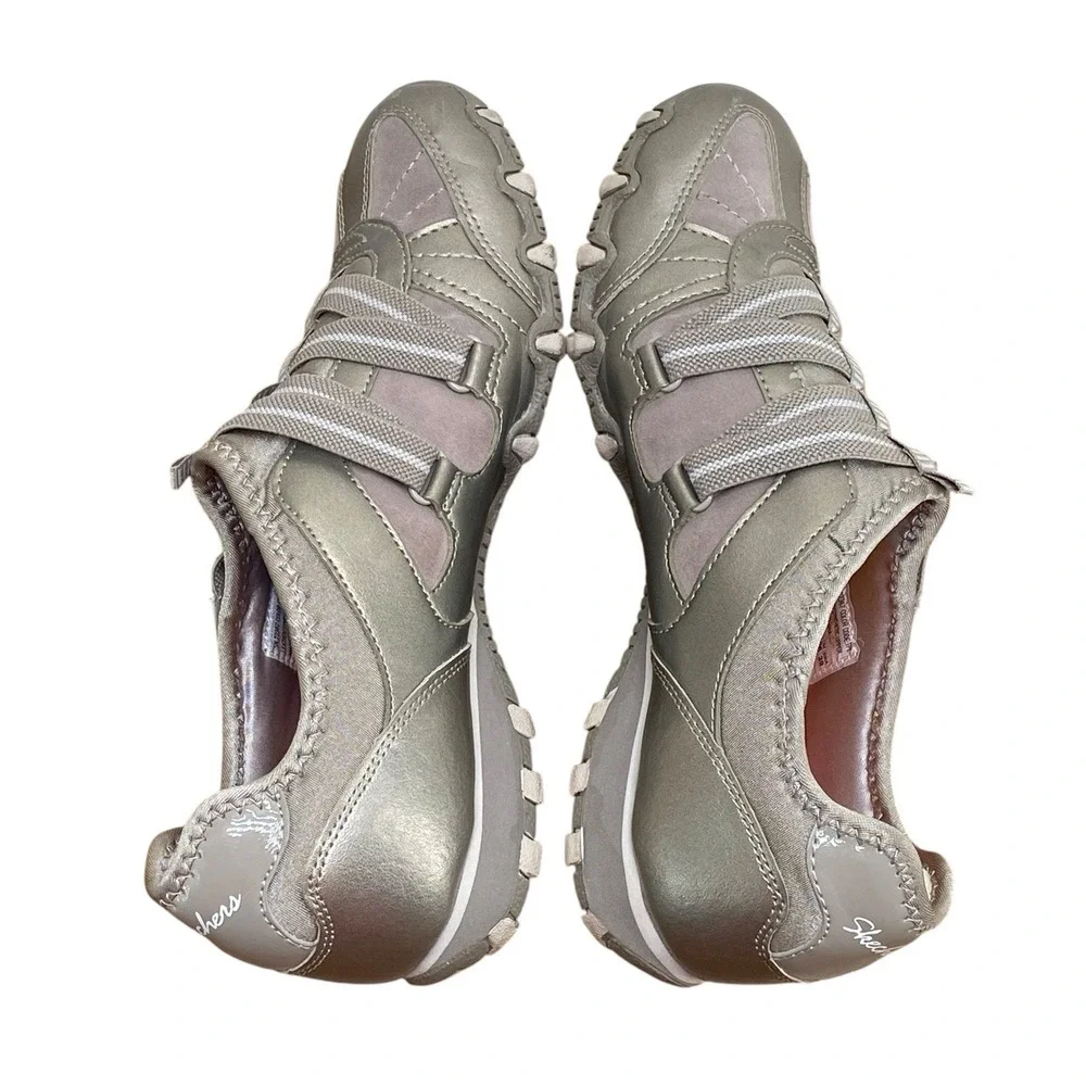 Skechers Bikers Rock Steady 22367 Taupe Comfort Walking Shoes Womens 9